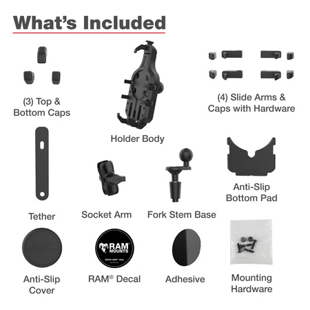 Držák telefonu RAM® Quick-Grip™ Pro se základnou na vidlici - krátký