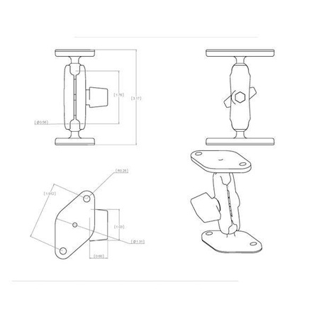 Držák RAM® s dvojitou kulovou diamantovou deskou - velikost A střední