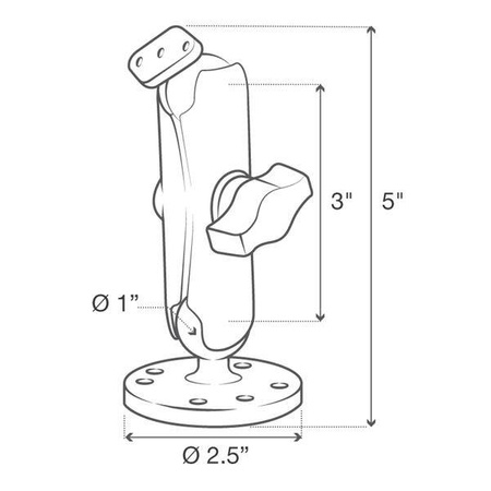 Dvojitý kulový držák RAM® s diamantovou deskou - střední
