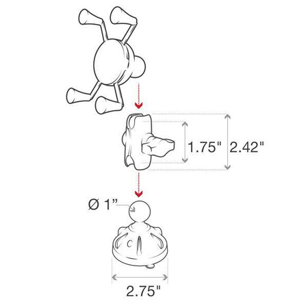 Držák telefonu RAM® X-Grip® s nízkoprofilovou přísavkou - krátký