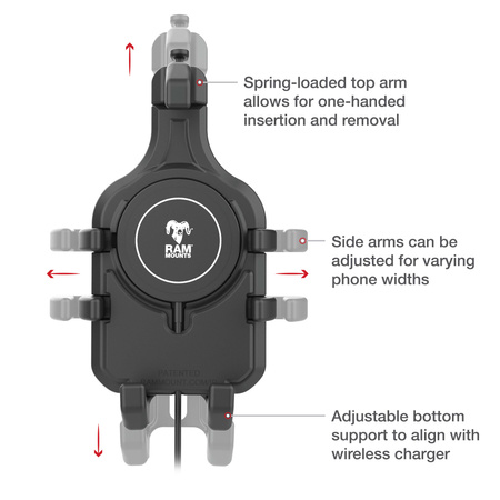 RAM® Quick-Grip™ Pro s kuličkou a 15W bezdrátovou nabíječkou Qi2