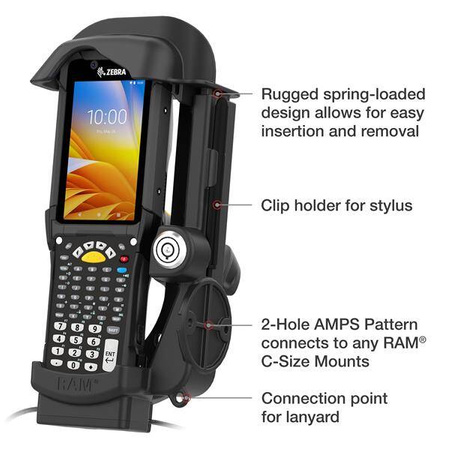 Uzamykatelný napájecí dok RAM® + jedno USB-A pro Zebra MC9300