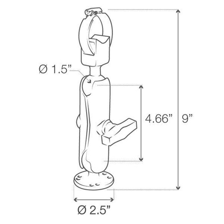RAM® Stabilizátor pro vlečné motory s popruhovou hadicovou svorkou - střední