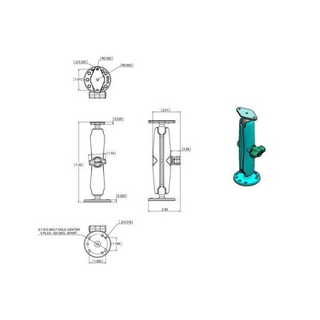 Dvojitý kulový držák RAM® s diamantovou deskou - dlouhý