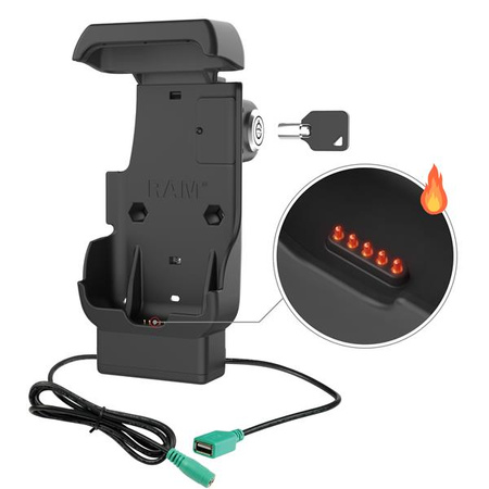 Uzamykatelný napájecí dok RAM® + USB-A pro Honeywell CT40/45/47 - vyhřívané kolíky